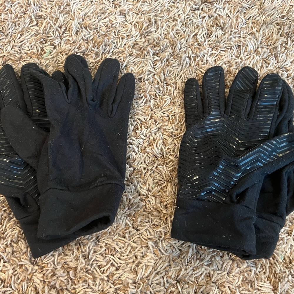 2pairs rubberized grip black gloves